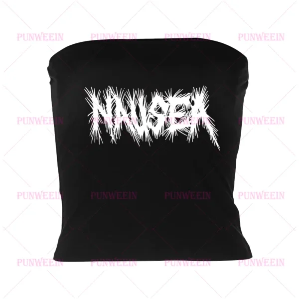 Nausea Vintage Y2k 90s Harajuku Tank Top Chic metal Gothic Graphic emo girl sweetheart Punk Sleeveless Streetwear Sexy slim top – Image 5