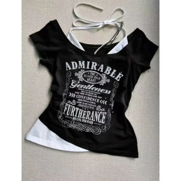 Vintage Clothes Women Print Sexy Punk Streetwear Slim Femme Tees Shirt Gothic Casual Grunge T Shirts 2000s Emo Y2k Crop Top – Image 6