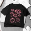 Women's Gothic Harajuku T-Shirt Funny Creative Eye Graphic Printed Short Sleeve Top Casual Girl Aesthetic Fashion Streetwear Y2K