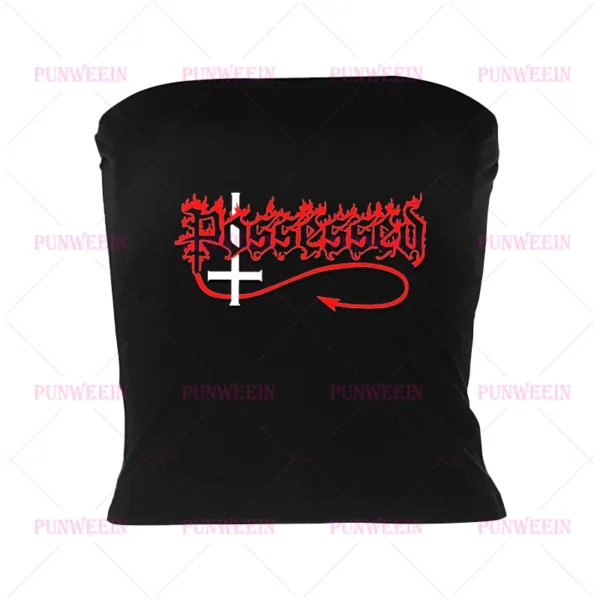 Daemon Dark Gothic Y2k 90s Vintage Harajuku Sleeveless Cute Sexy top metal Graphic emo girl Punk sweetheart Streetwear Tank Top – Image 5